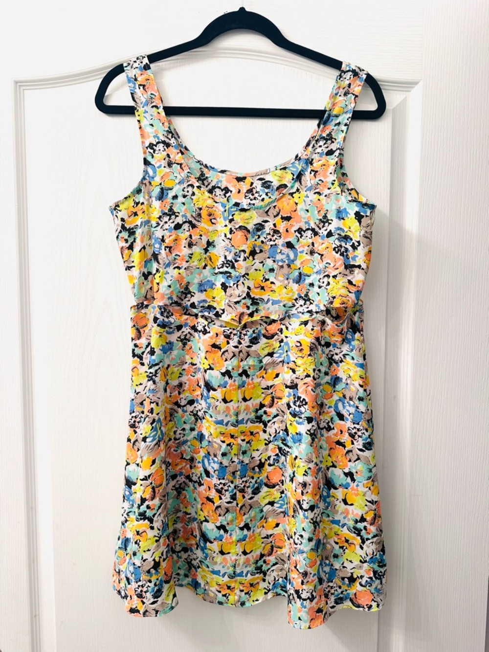 BCBGeneration cut out Mint, Orange and Yellow Floral Print Dress S
